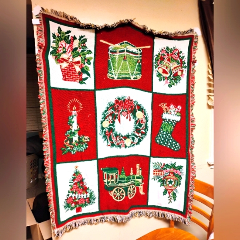 Crown Crafts Christmas Blanket 55 X 42 Throw Woven